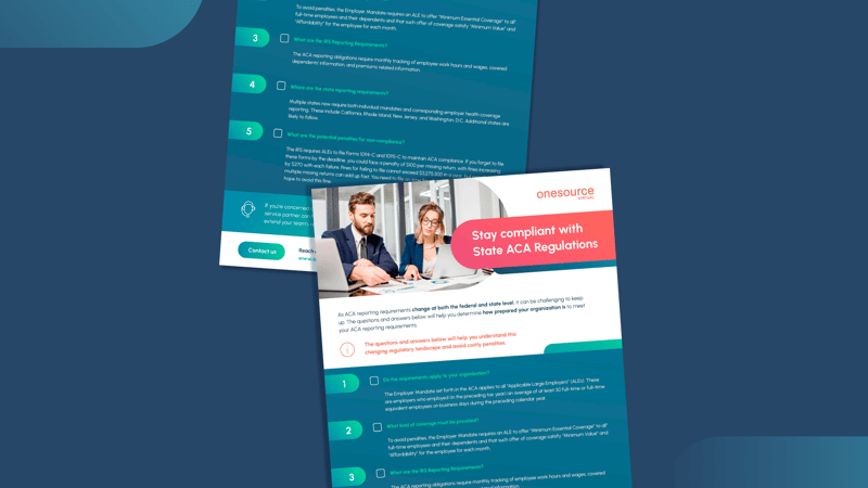 Image shows an infographic about staying compliant with state ACA regulations