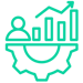 icon depicting a bar chart and cog