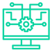 icon depicting a computer and cog system