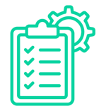 icon depicts a checklist with a cog behind